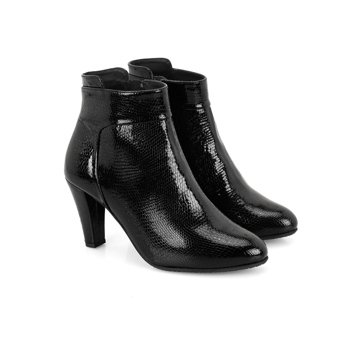 Aliza Siyah Kadın DesaComfort Fermuarlı Topuklu Deri Bot