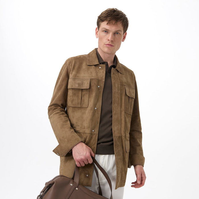 Alvise Kahve Erkek Süet Deri Ceket