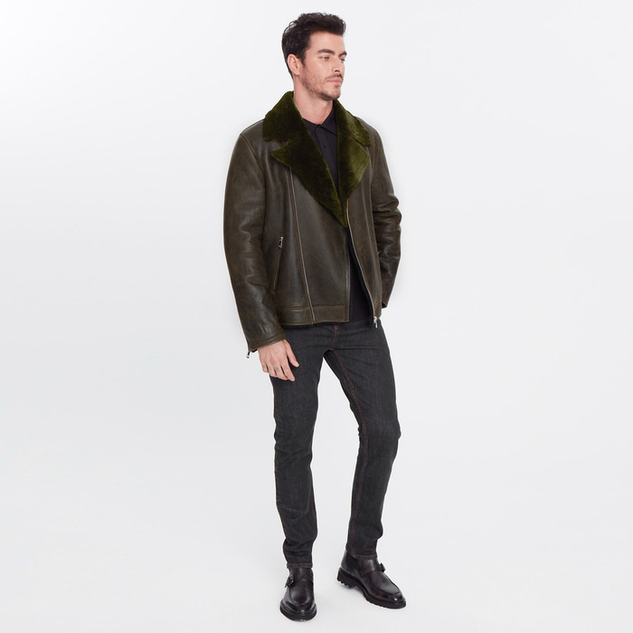 Ariance Yeşil Erkek Kürk Mont