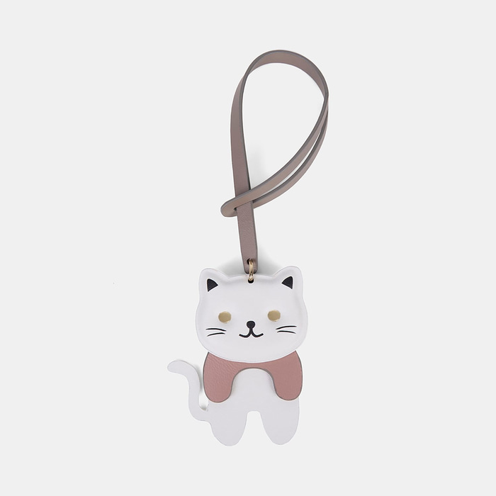 Bej Kedi Figürlü Deri Charm