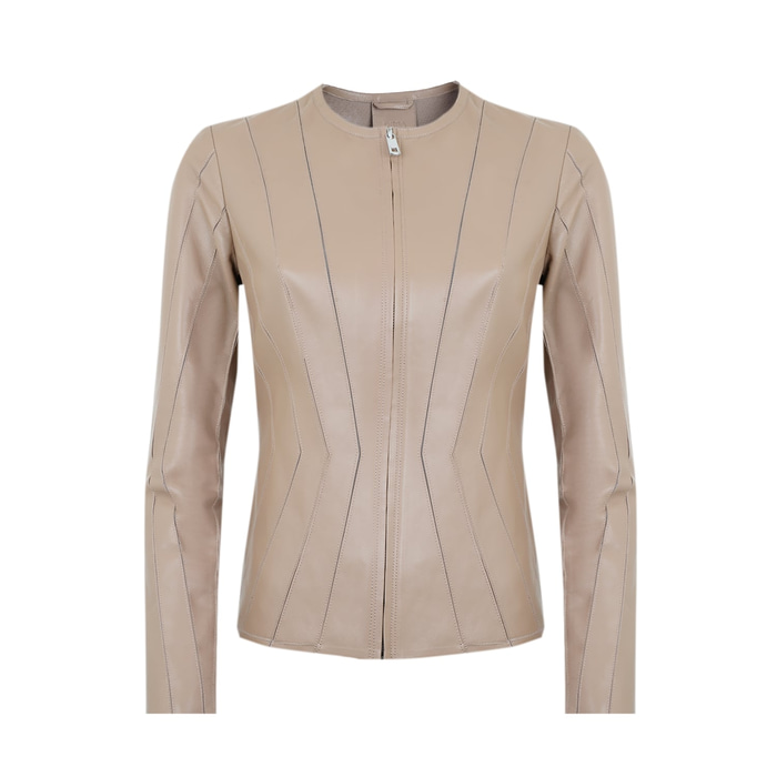 Bienna Bej Kadın Panelli Deri Ceket
