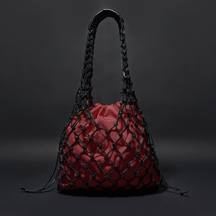 Bordo El Emeği Örgü Deri Çanta