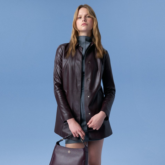 Cherlin Bordo Kadın Deri Mont