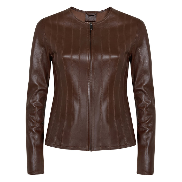 Deundria Kadın Fit Panelli Deri Ceket