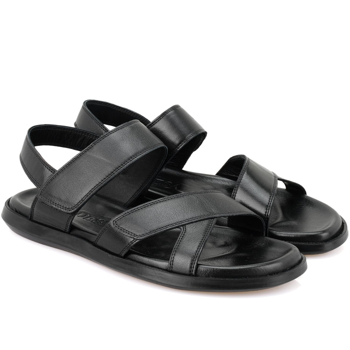 Erica Siyah Erkek Deri Sandalet