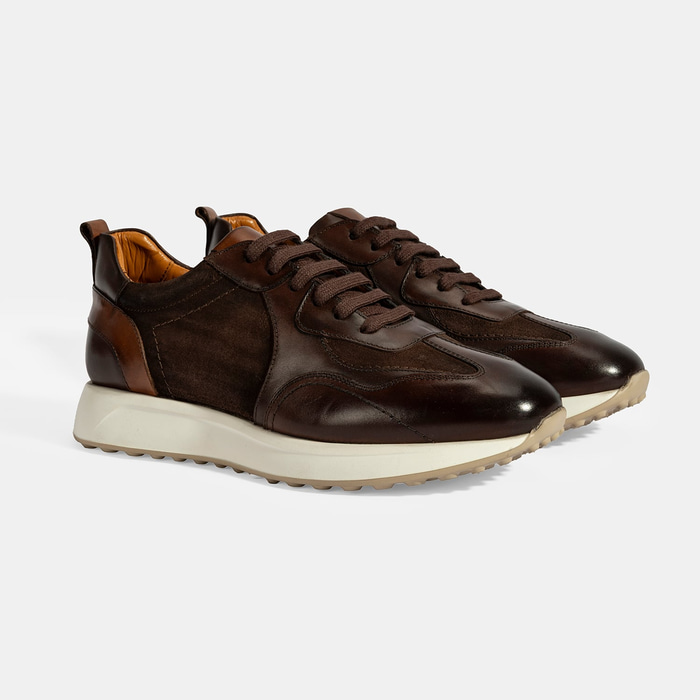 Erkek Kahve Bağcıklı Deri Spor Ayakkabı
