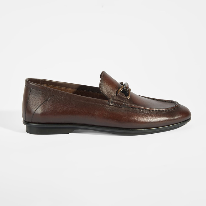 Erkek Kahve Slip-On Deri Loafer