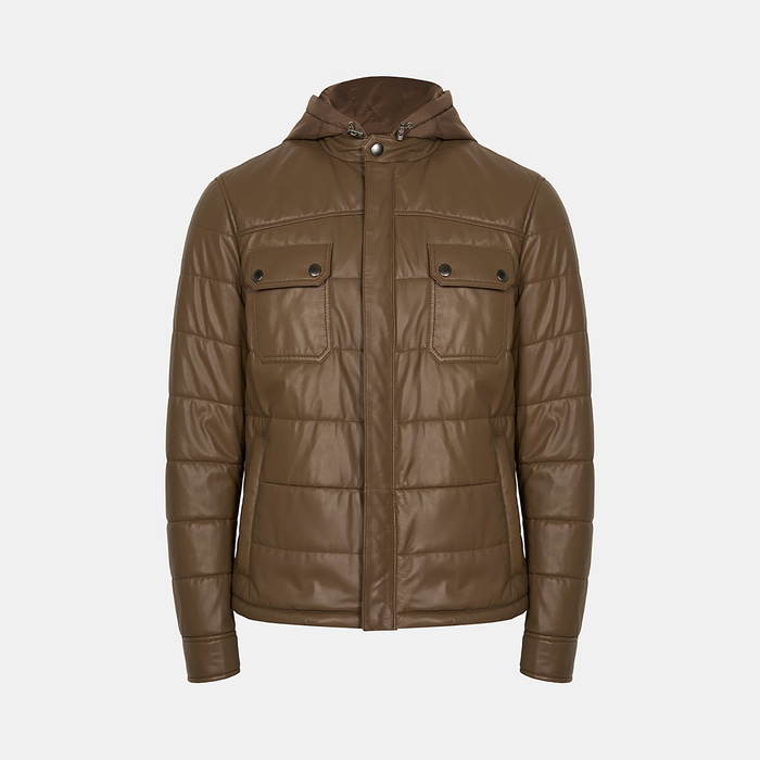 K15003 ERKEK KAPÜŞONLU DERİ MONT