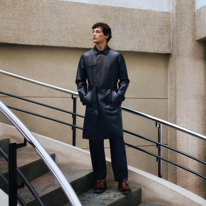 K15055 ERKEK DERİ TRENÇKOT