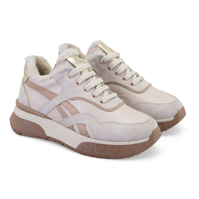 Kadın Bej Süet Deri Spor Ayakkabı