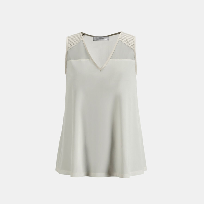 Kadın Beyaz Deri Detaylı Perforeli Bluz