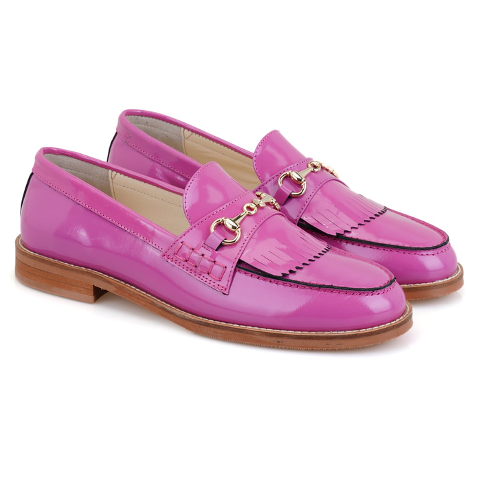Kadın Fuşya Toka Aksesuarlı Deri Loafer