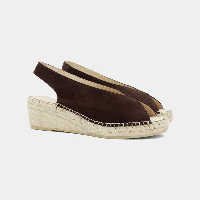 Kadın Kahve Dolgu Topuklu Süet Espadril