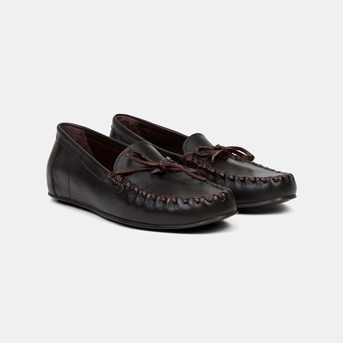 Kadın Koyu Kahve Fiyonk Detaylı Büzgülü Günlük Deri Loafer