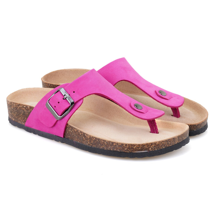 Kadın Pembe Parmak Arası Nubuk Deri Terlik