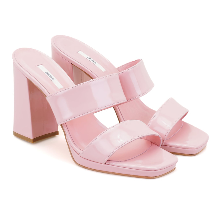 Kadın Pudra Rugan Deri Platformlu Terlik