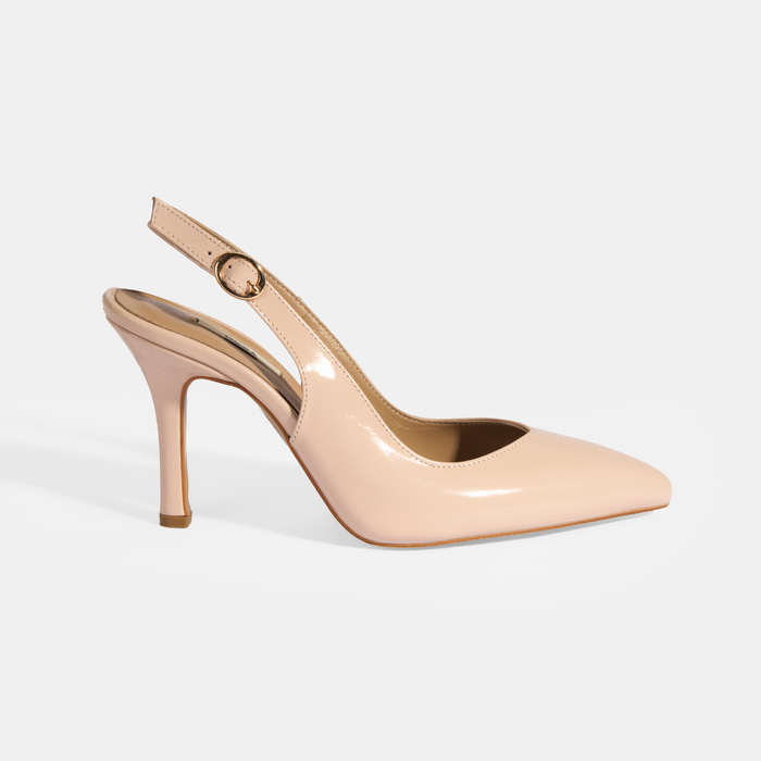 Kadın Pudra Rugan Topuklu Ayakkabı