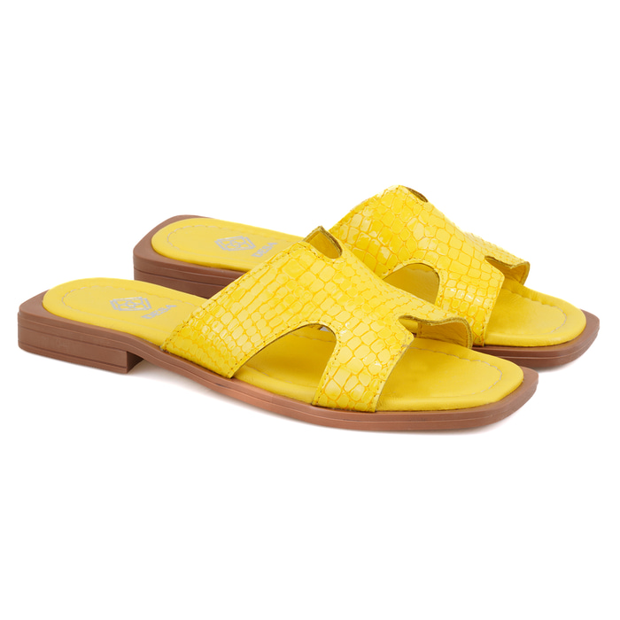 Kadın Sarı Deri Terlik