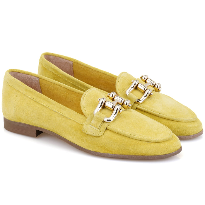 Kadın Sarı Süet Deri Loafer