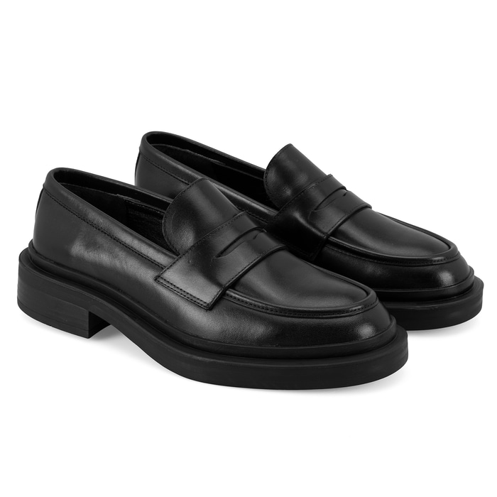 Kadın Siyah Deri Loafer