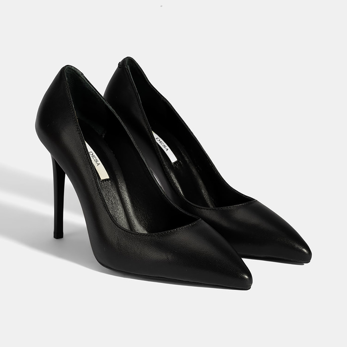 Kadın Siyah Deri Stiletto
