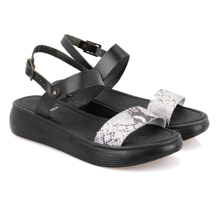 Kadın Siyah Egzotik Deri Sandalet