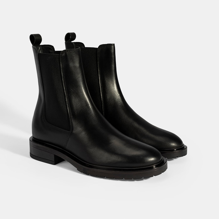 Kadın Siyah Lastikli Deri Chelsea Bot