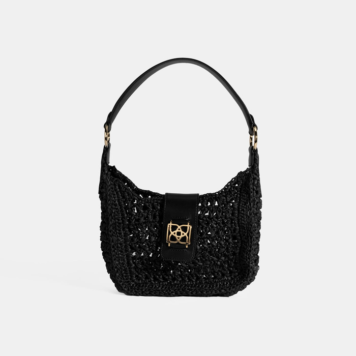 Kadın Siyah Monogram Logolu Omuz Çantası 