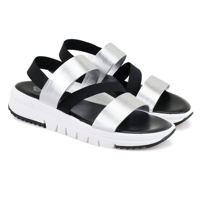 Kadın Siyah Platform Tabanlı Deri Sandalet