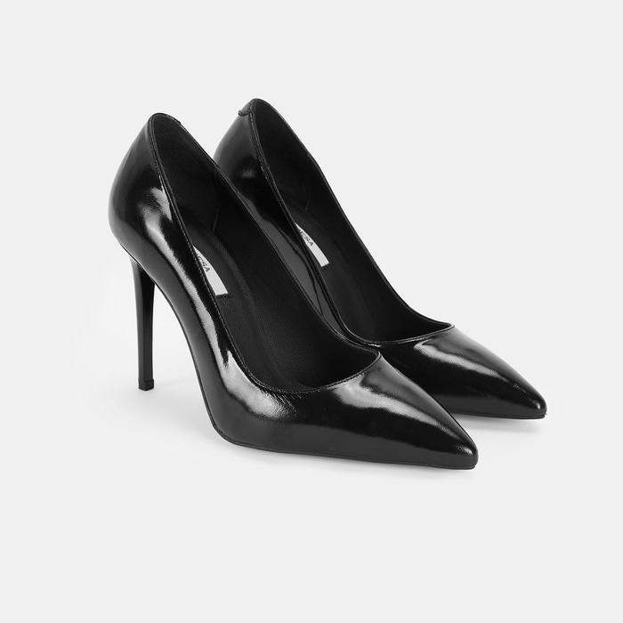 Kadın Siyah Rugan Topuklu Klasik Ayakkabı