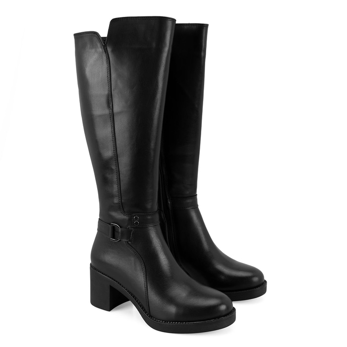 Kadın Siyah Topuklu Deri Çizme