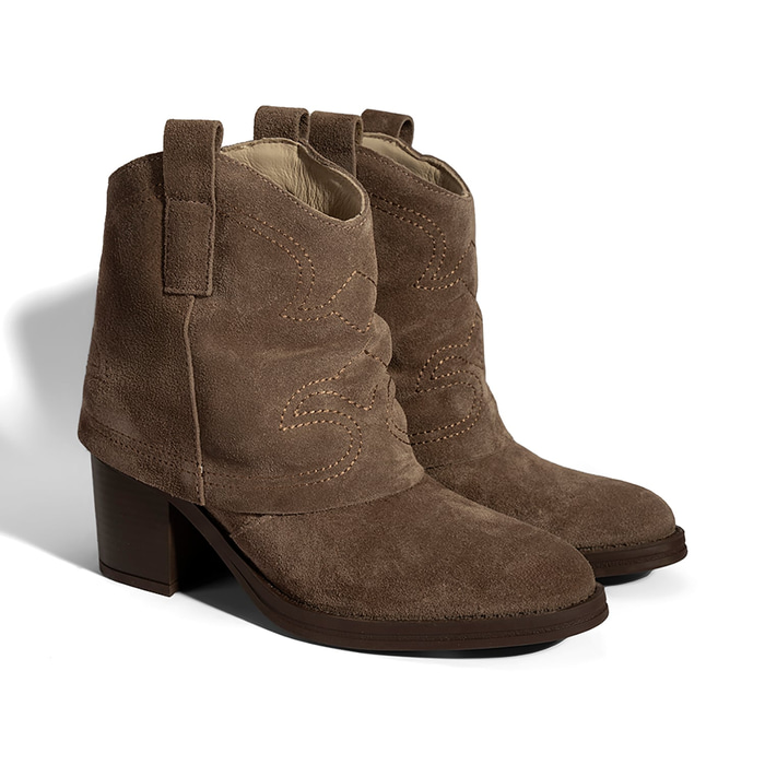 Kadın Vizon İşleme Detaylı Kalın Topuklu Bot