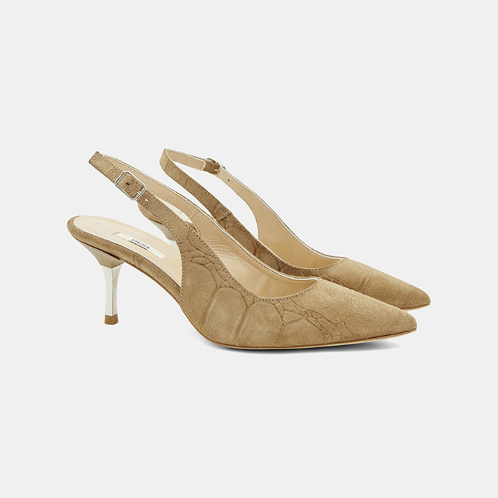 Kadın Vizon Kroko Desenli Sivri Burunlu Süet Stiletto