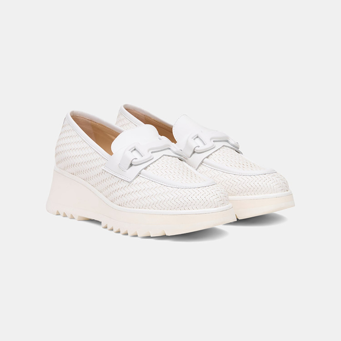 Luca Grossi Kadın Beyaz Örgü Desenli Dolgu Topuklu Loafer