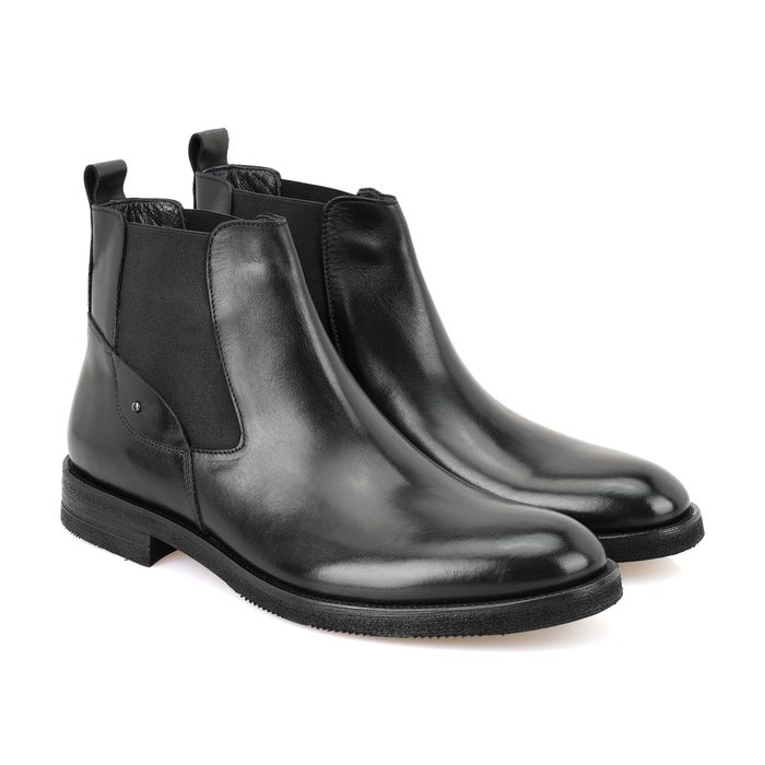 Pravin Siyah Erkek Lastikli Deri Chelsea Bot