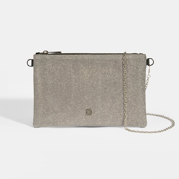 Sarer Gri Simli Kadın Portföy Çanta