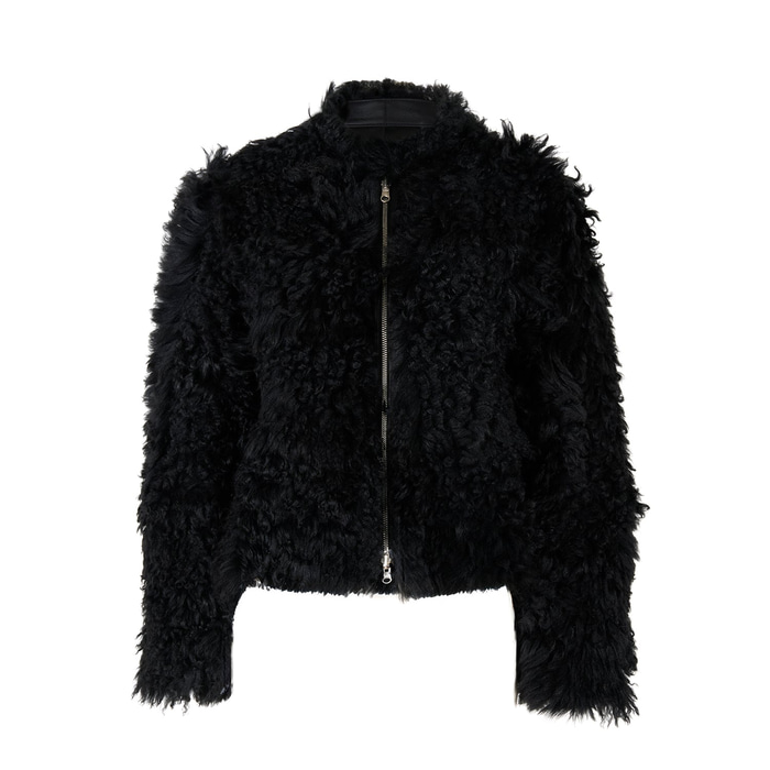 Sirus Siyah Kadın Çift Taraflı Kürk Ceket