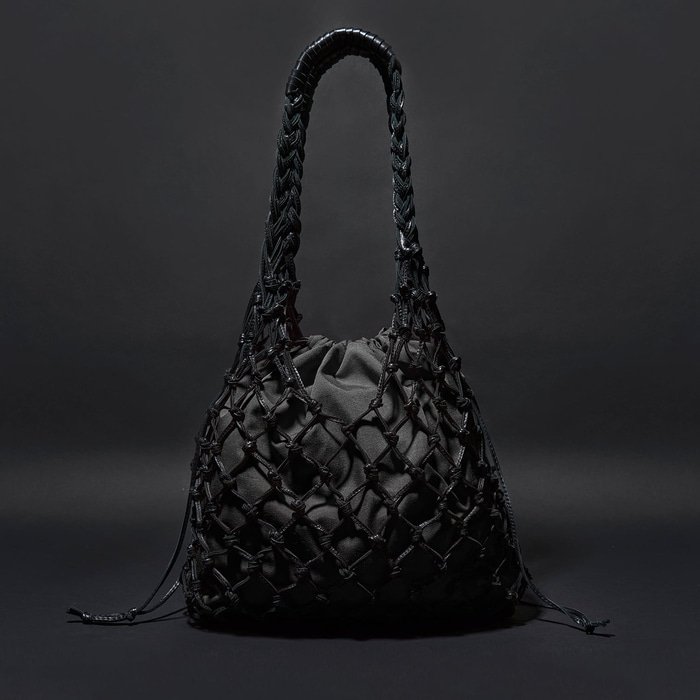 Siyah El Emeği Örgü Deri Çanta