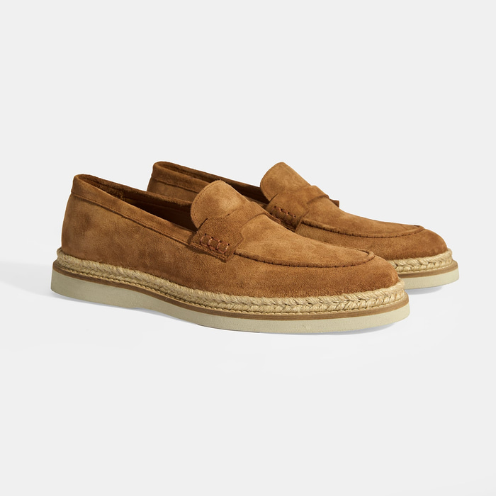 Taba Erkek Örgü Detaylı Süet Loafer