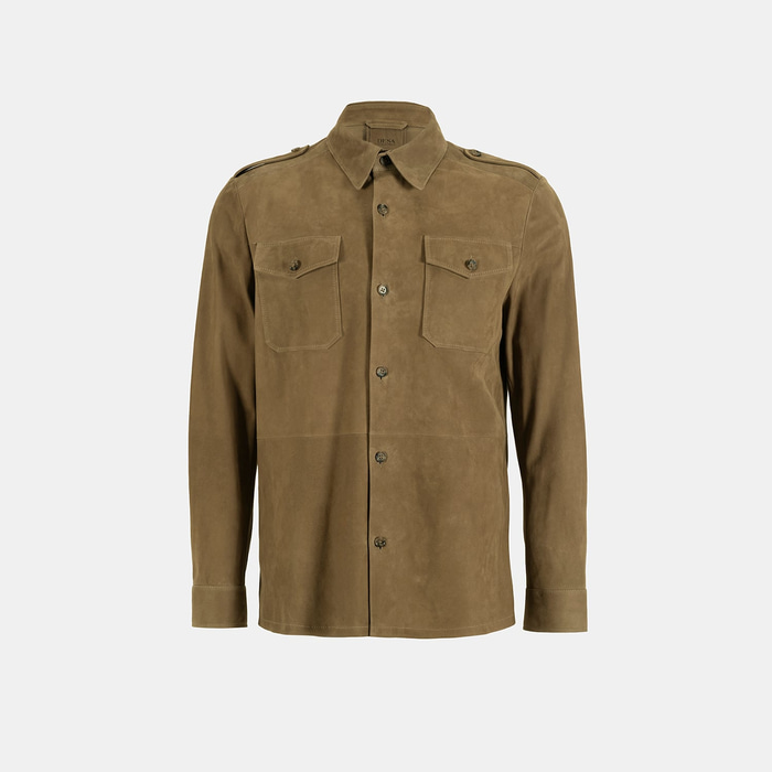 XXXAmadeo Yeşil Erkek Süet Deri Gömlek