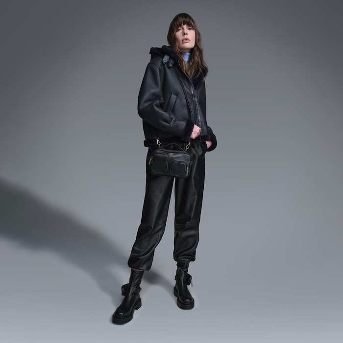 Zoe Lacivert Kadın Kürk Mont