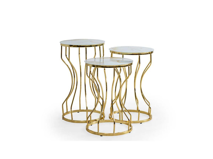 Nisan Sehpa-İnci Gold Metal Zigon Sehpa