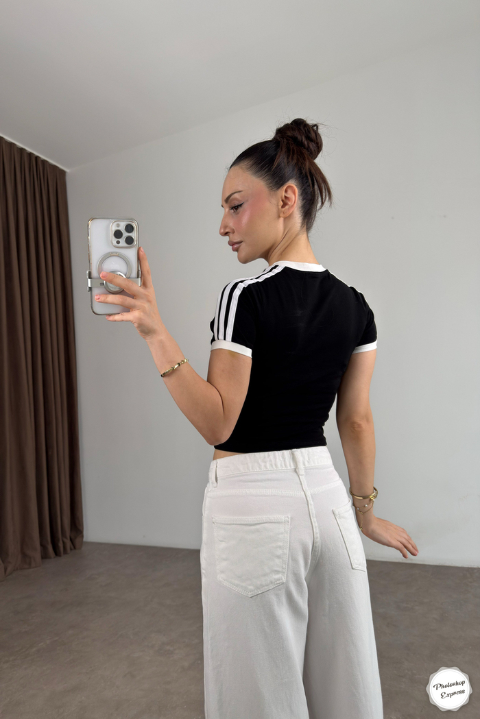 Adds Orijnal Crop Small Logo Siyah Tişört