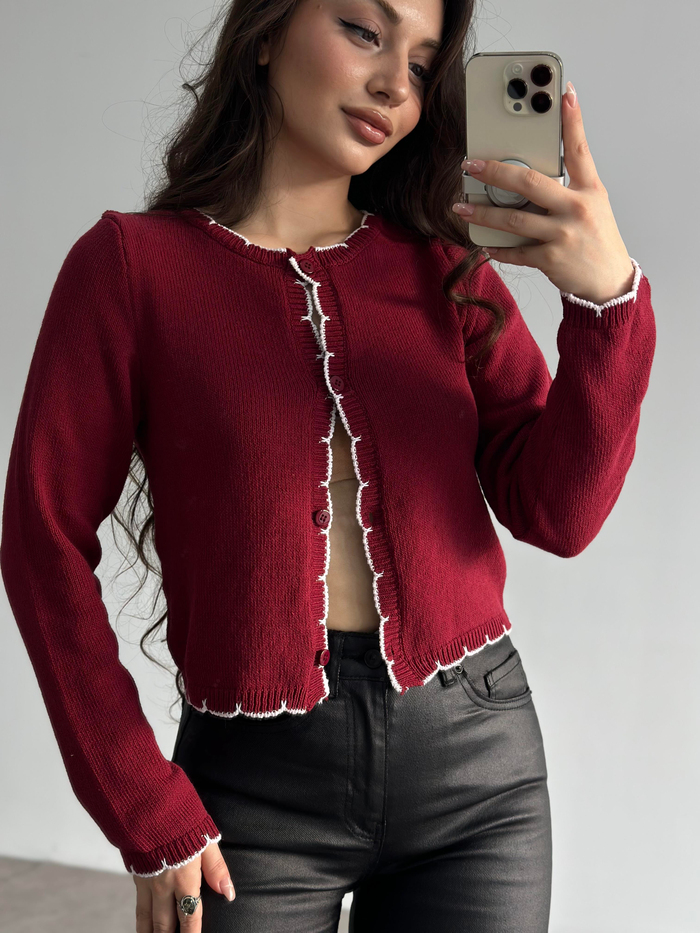 Ass Orj. Bordo Dantel Modelli Hırka