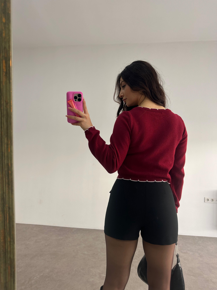 Ass Orj. Bordo Dantel Modelli Hırka