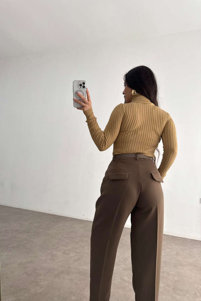 Balıkçı Yaka Poliamid Basic Hardal Body