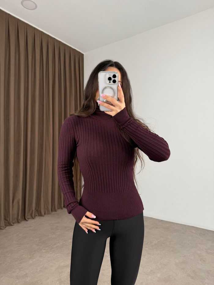 Balıkçı Yaka Poliamid Basic Mürdüm Body