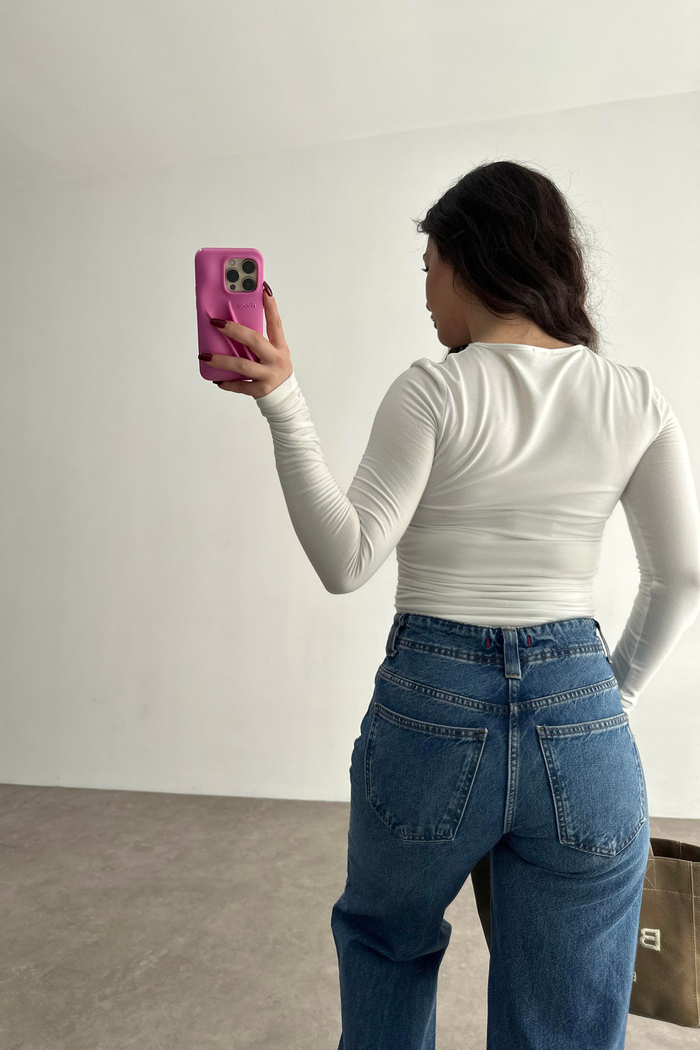 Drapeli Kaşmir Pamuk Düz Basic Beyaz