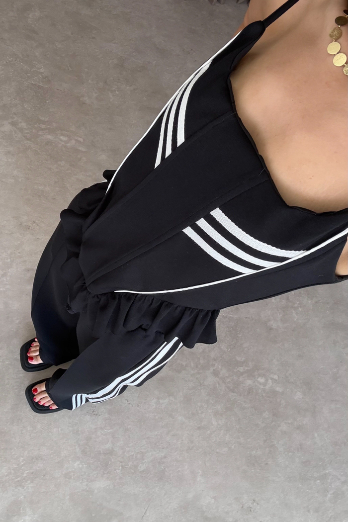 Korse Pantolon Siyah-Ekru Spor Takım