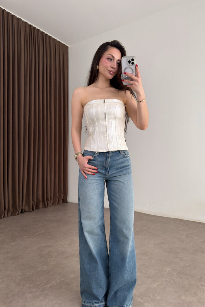 MNG Orijinal Eskitme Paça Yüksek Belli Wide Leg Jean